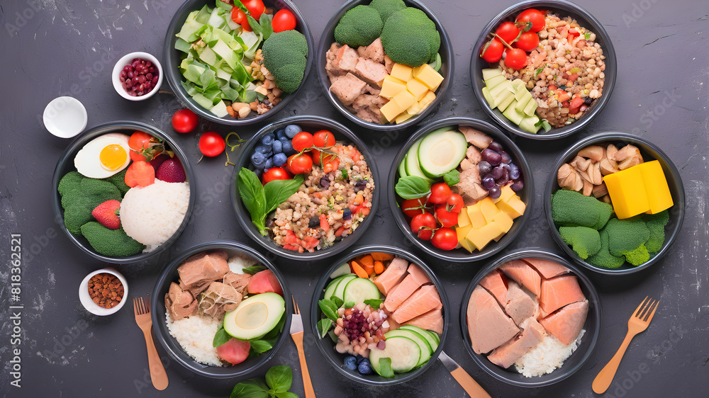 Healthy diet foods background top view, Generative AI Healthy diet foods background top view, Generative AI