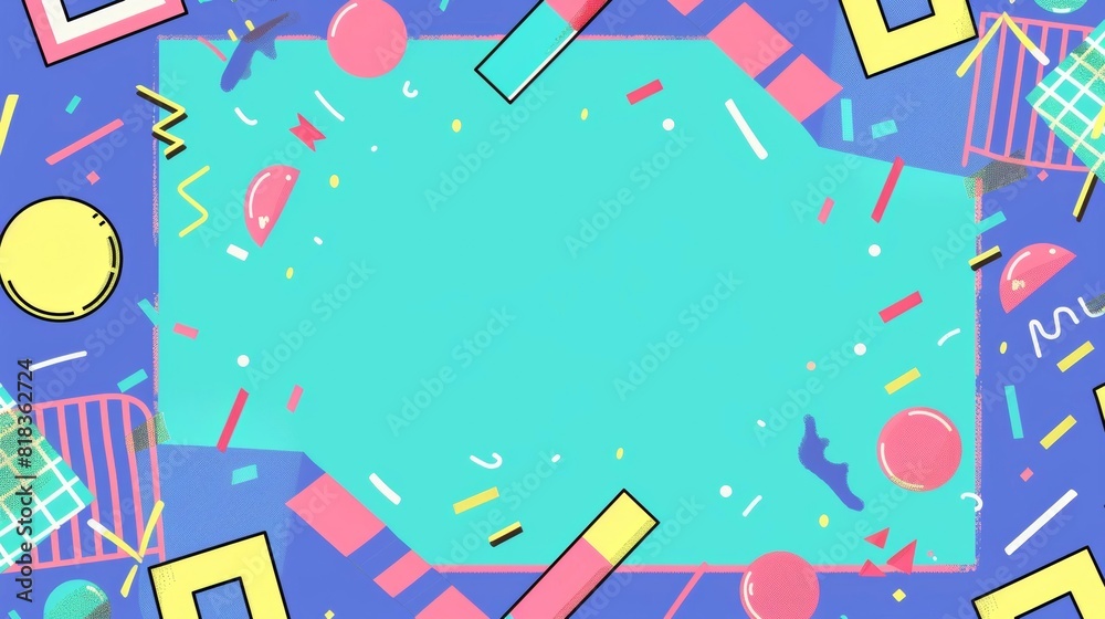 90's Style Bell Tones Design with Saved Copy Space - Make The Party Invites Pop with Colorful Flair! - Memphis pattern background