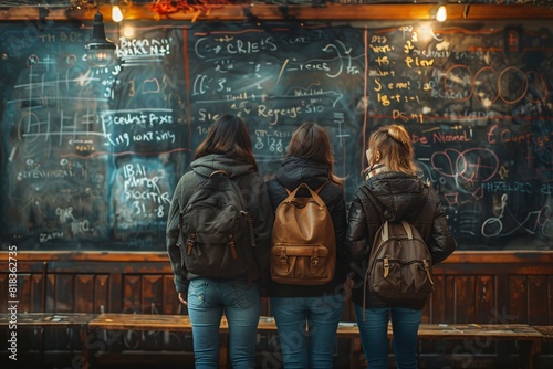 College students attending classes in the classroom