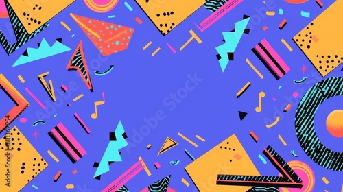 90's Style Bell Tones Design with Saved Copy Space - Make The Party Invites Pop with Colorful Flair! - Memphis pattern background
