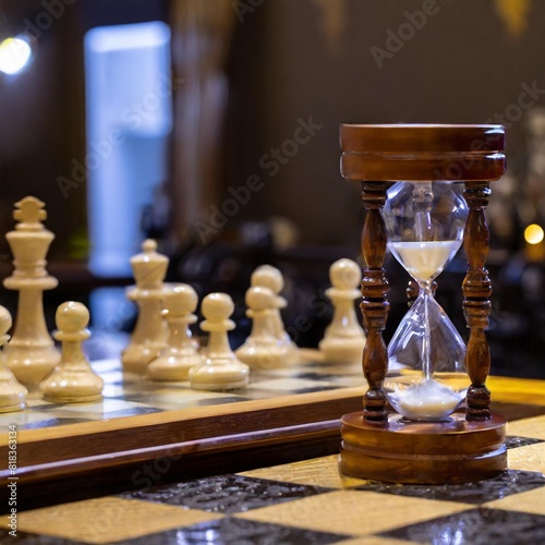Chess pieces with hourglass next to them