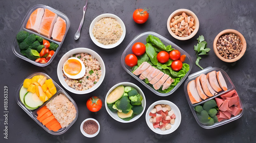 Healthy diet foods background top view, Generative AI