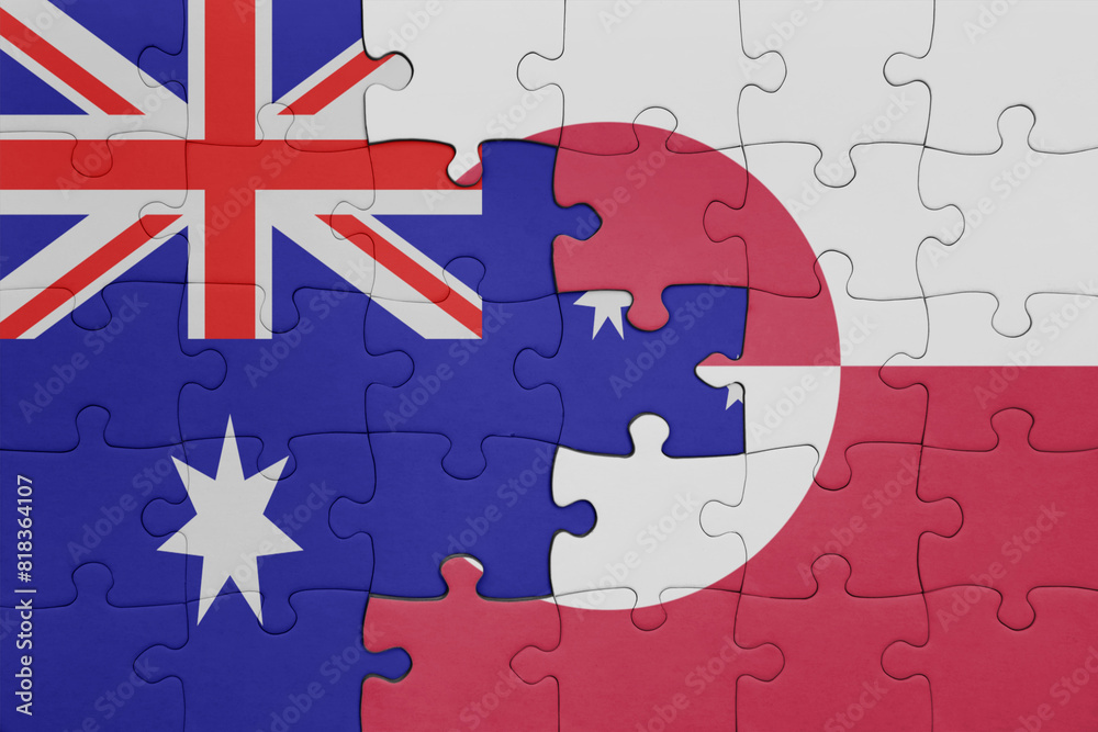 puzzle with the colourful national flag of greenland and flag of ...