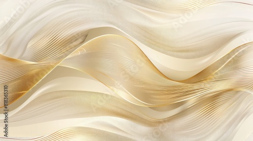 Vector gold line abstract wavy background, luxury curve texture, graphic geometric element. 