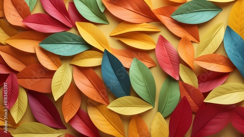 3d autumn abstract background with bright leaves. Greeting card, invitation template. Modern banner poster, sale template background. © Елена Истомина