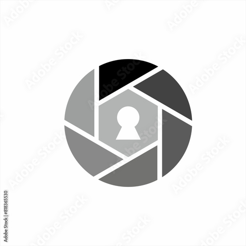 Diaphragm logo design with keyhole. Can be used for cybersecurity application identities photo