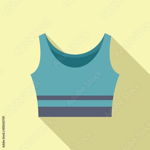 Minimalist vector image showcasing a blue sports bra with a shadow, isolated on a pastel background