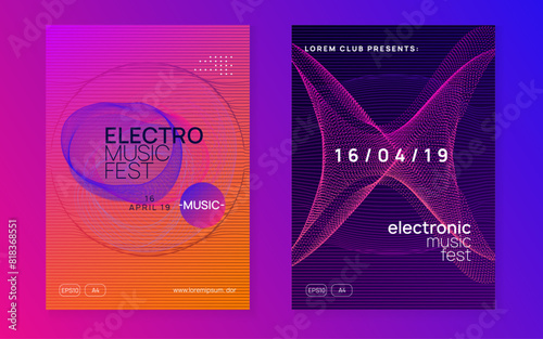 Night Club Poster. Discotheque Banner. Green Sound Set. Violet Techno Event. Nightclub Beat Illustration. Concert Cover. Fest Trance Template. Pink Night Club Poster
