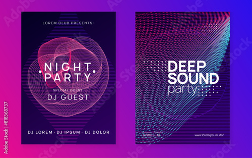 Edm Flyer. Dj Poster. Trance Vector. Electronic Radio Invitation. Green Dance Design. Blue Music Event. Party Concert Template. Pink Edm Flyer