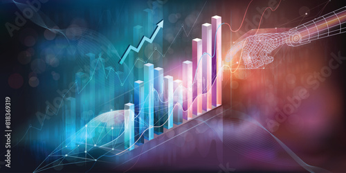 Abstract infographics on the topic of data analysis in the global economy and business strategy