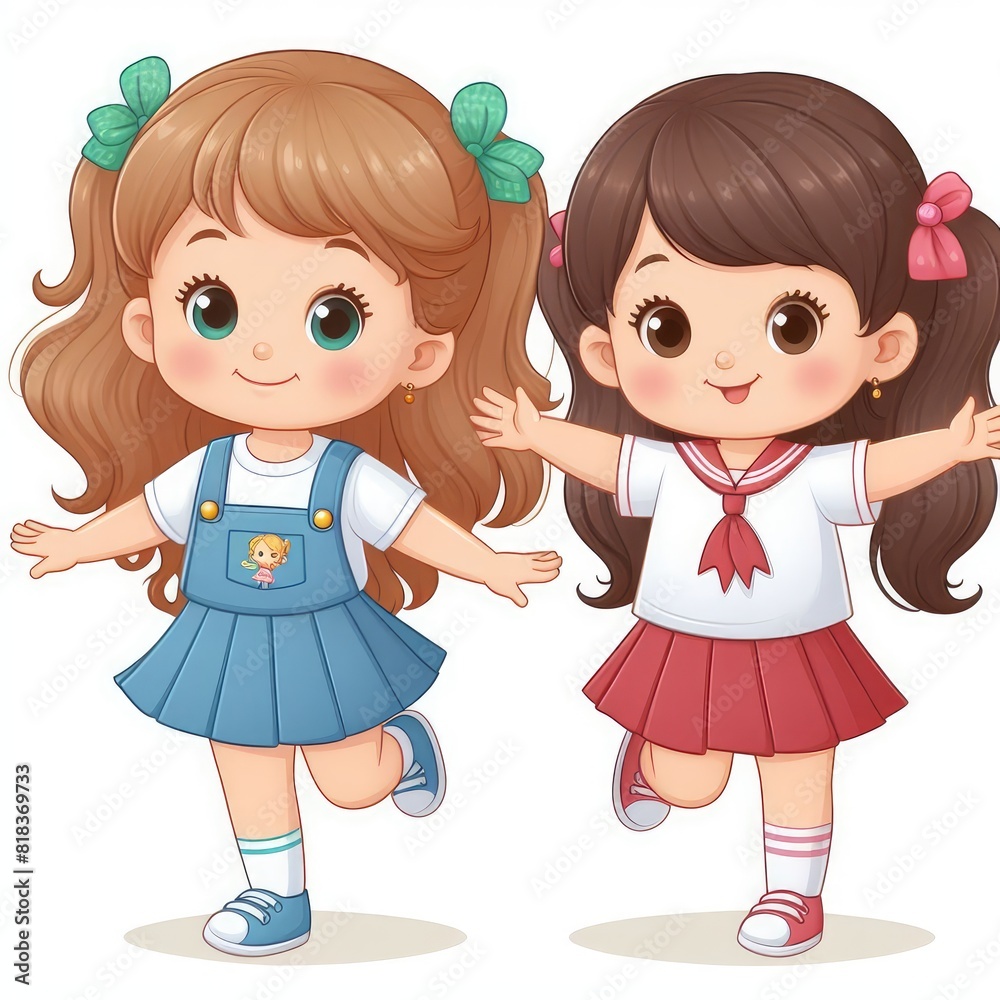 Two little Girls friendship isolated on a white background Two little Girls friendship isolated on a white background