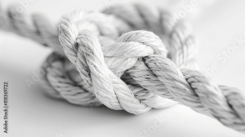 Overhand knot rope white background durability strength   photo