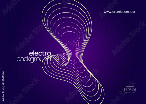 Discotheque Magazine. Music Background. Psychedelic Audio Illustration. Green Sound Design. Concert Vector. Violet Dance Event. Techno Festival Graphic. Pink Discotheque Magazine