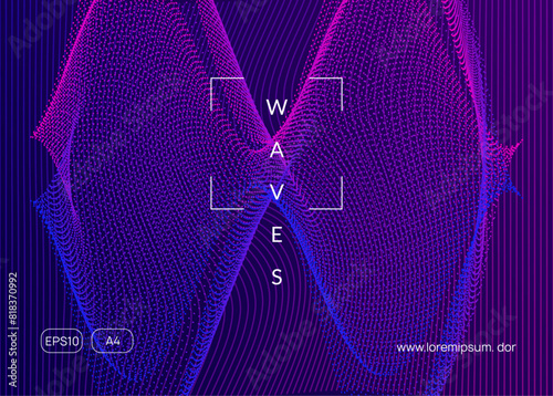 Dj Poster. Pink Techno Design. Nightclub Radio Invitation. Discotheque Flyer. Sound Festival Graphic. Electro Invite. Blue Music Background. Green Dj Poster