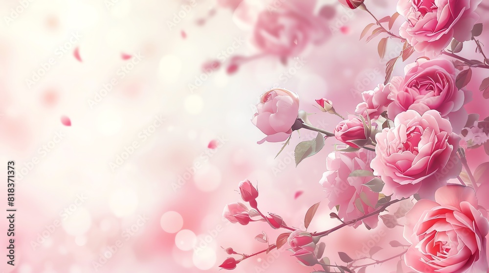 Pink rose flower on white background with empty space for text Pink rose flower on white background with empty space for text
