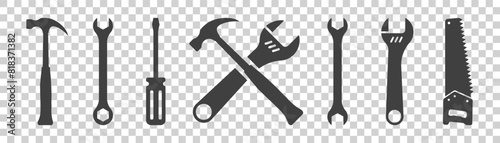 set of tools icons on white background
