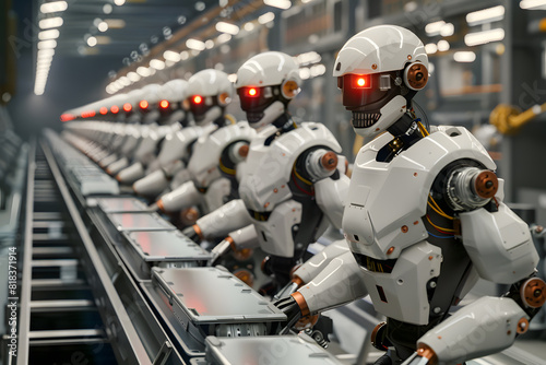 Assembly line robots in high-tech factory © ALEXSTUDIO