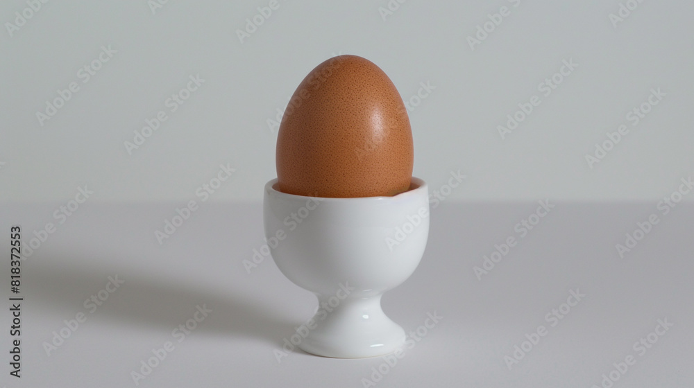 brown chicken egg in a white egg cup brown chicken egg in a white egg cup