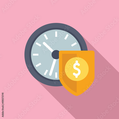 Financial protection concept illustration with shield. Clock. And dollar sign for safeguarding finances and future planning. Representing the importance of risk management. Asset protection