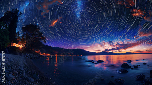 Majestic Starry Sky Long Exposure Unveiling the Celestial Majesty in Mesmerizing Detail