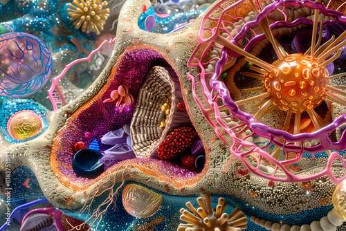 Detailed and Magnified Depiction of an XL Cell from a Biological Perspective