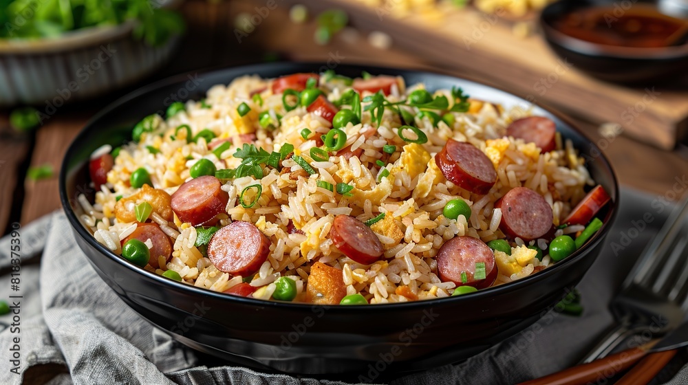 Fried Rice with Sausage. Generative AI Fried Rice with Sausage. Generative AI