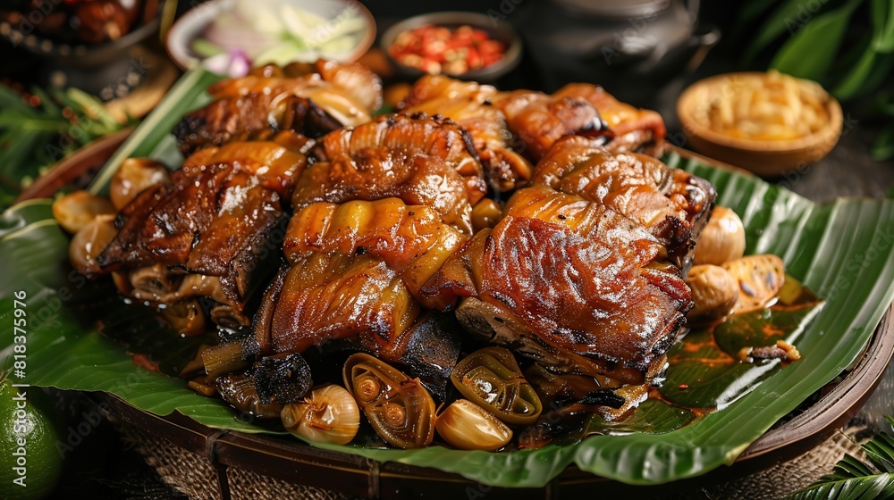 Freshly Cooked Filipino Food Called Bagnet Kare Kare. Generative AI Freshly Cooked Filipino Food Called Bagnet Kare Kare. Generative AI