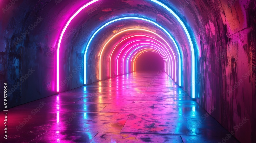A glowing neon backdrop with open space. A glowing neon backdrop with open space.