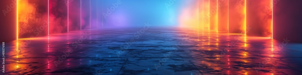 Obraz premium A glowing neon backdrop with open space.