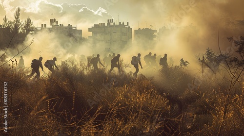 Palestinians storm Israeli territory, east of the city of Khan Yunis, south of the Gaza Strip, October 7, 2023. photo