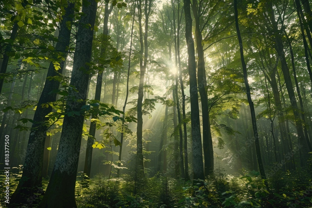 Obraz premium dense green dark forest landscape