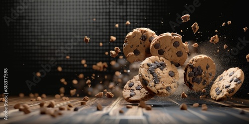 flying cookies Generative AI photo