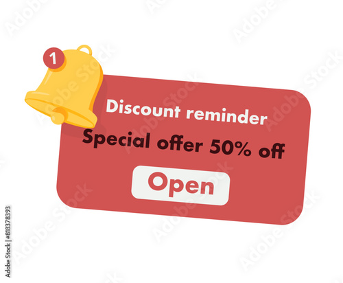 Notification or message about a gift coupon for the purchase or subscription of a product. Discount pop up box