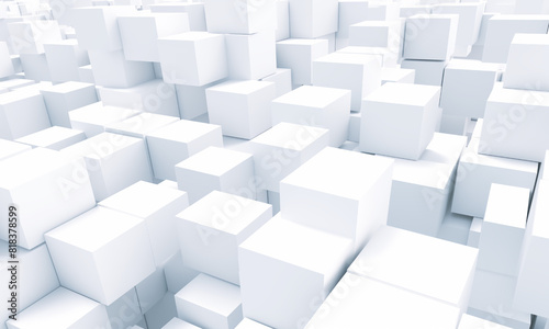 Abstract white blocks or cubes background. 3d Rendering