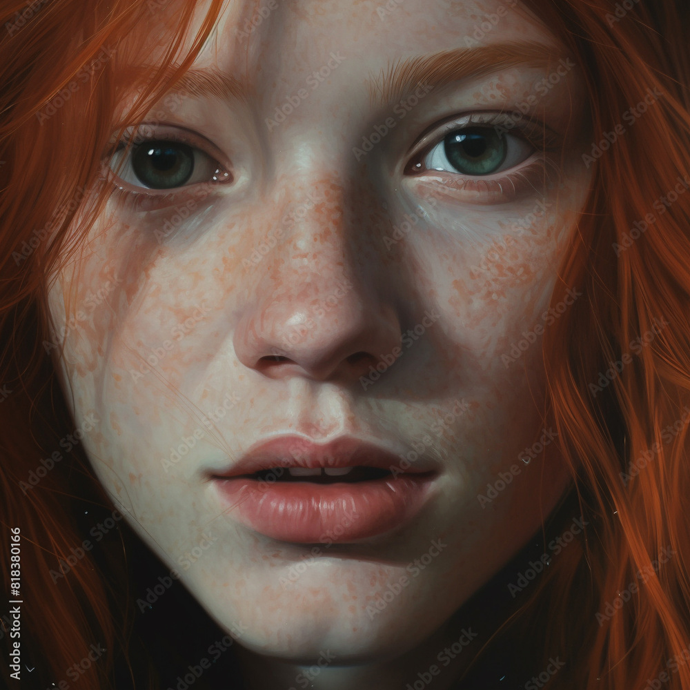 Red Haired Bruntte girl Face Closeup Portrait elegant princess dress Red Haired Bruntte girl Face Closeup Portrait elegant princess dress