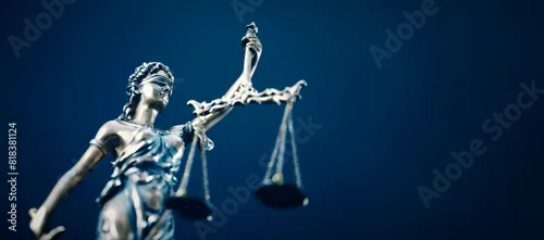 Obraz Lady Justice statue in law on blue background
