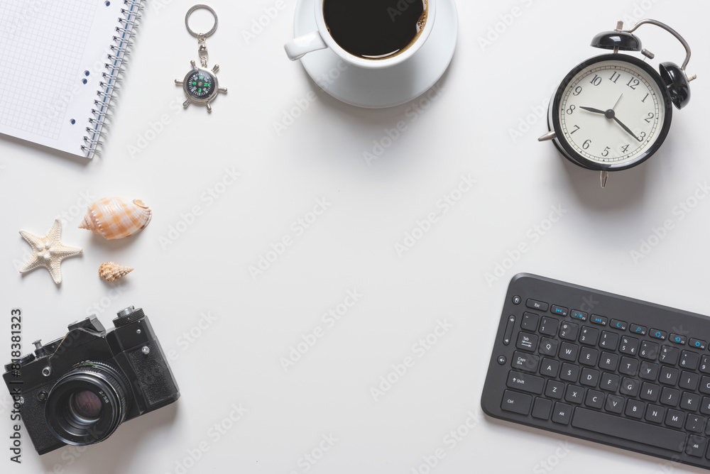 Work and travel accessories, top view Work and travel accessories, top view