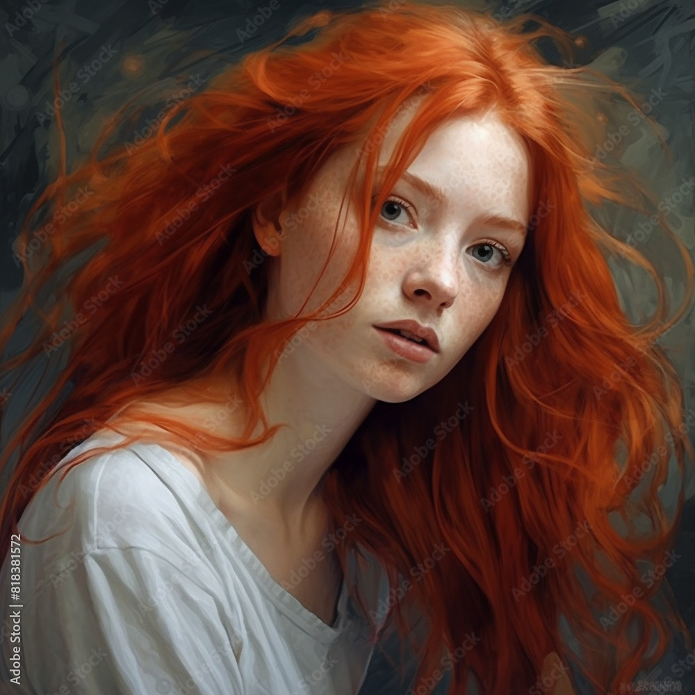 Red Haired Bruntte girl Face Closeup Portrait elegant princess dress Red Haired Bruntte girl Face Closeup Portrait elegant princess dress