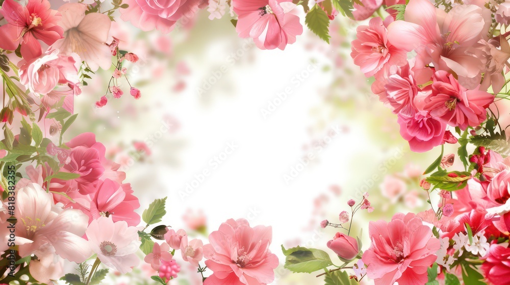 Floral border frame in shape circle with white copy space background, Floral border frame in shape circle with white copy space background,