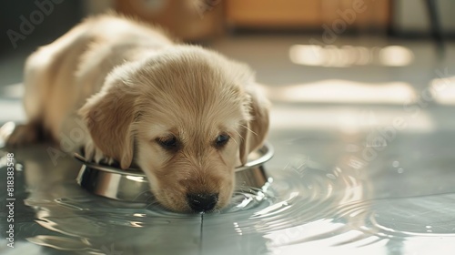 Don't let your puppy drink from a bowl of flood water. © K-MookPan