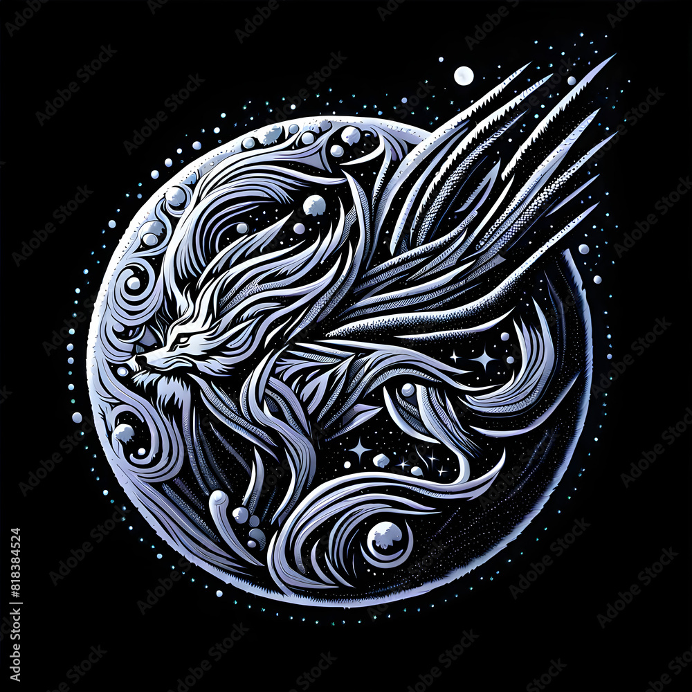 Brasão de um lobo , estrela do universo Brasão de um lobo , estrela do universo