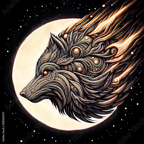Cabeça de lobo em cometa