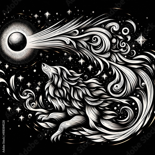 Inspiração, lobo conceito de arte para tatuagem ou logo