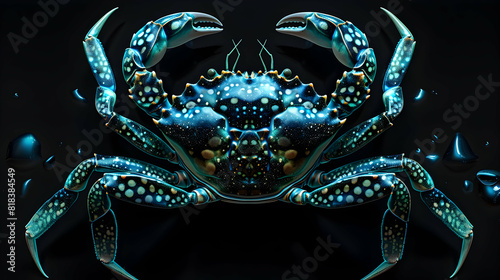 Generate an artistic representation of the Cancer zodiac sign, the Crab, using a generative design approach PHOTOGRAPHY