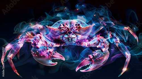 Generate an artistic representation of the Cancer zodiac sign  the Crab  using a generative design approach PHOTOGRAPHY   