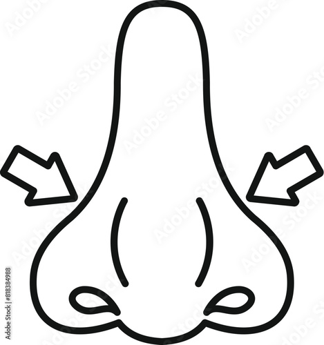 Simple line art depiction of a cartoon nose with scent trails on a white background