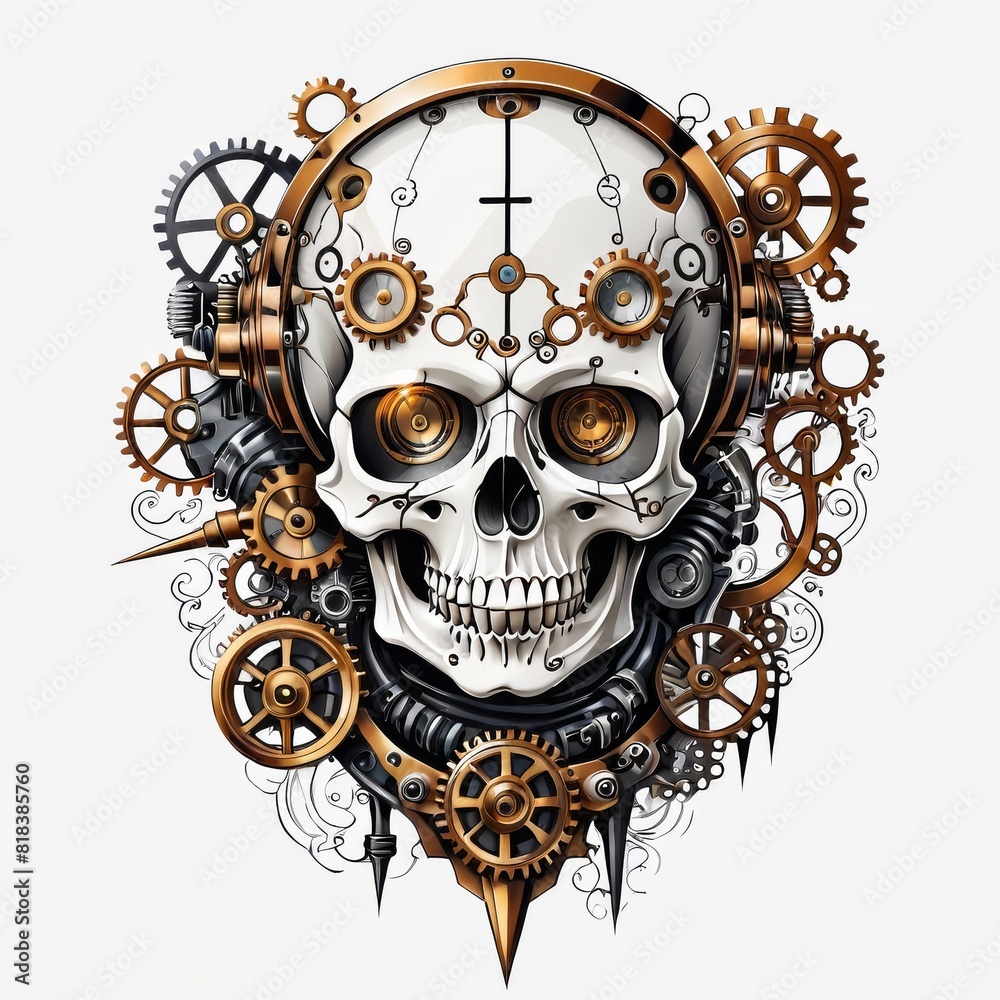 Steampunk Skull with Top Hat and Gears Steampunk Skull with Top Hat and Gears