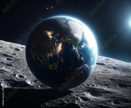 Image of our earth on moon Ai generated mindblowing scene