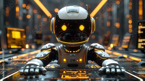 AI chatbot conducting advanced data analysis in a high-tech laboratory environment