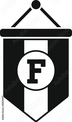 Vector illustration of a black and white pennant flag with the letter f, suitable for logos or decoration
